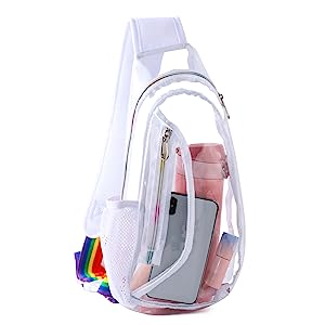 Clear Sling Bag, Stadium Approved Clear Bag, Transparent Chest Daypack for Hiking, Stadium or Concerts