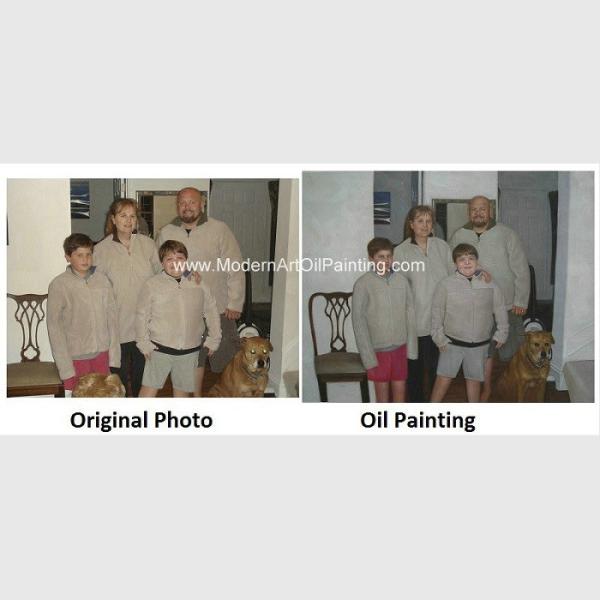 Creative Family Pet Children Portrait Painting On Canvas Waterproof Bubble Film