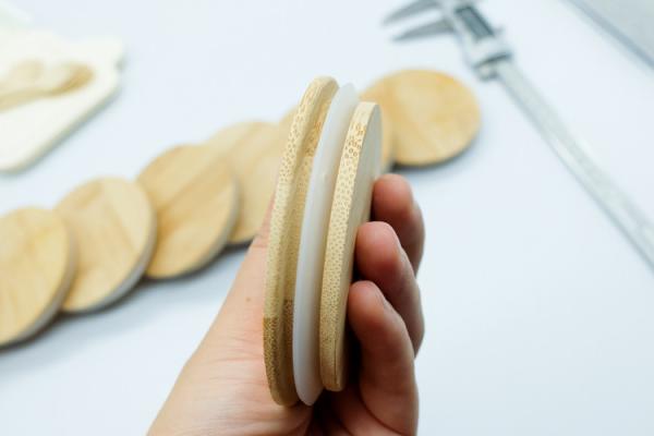 unicolor Coffee Bamboo Cup Cover Replacement Lid 12mm Thickness customized