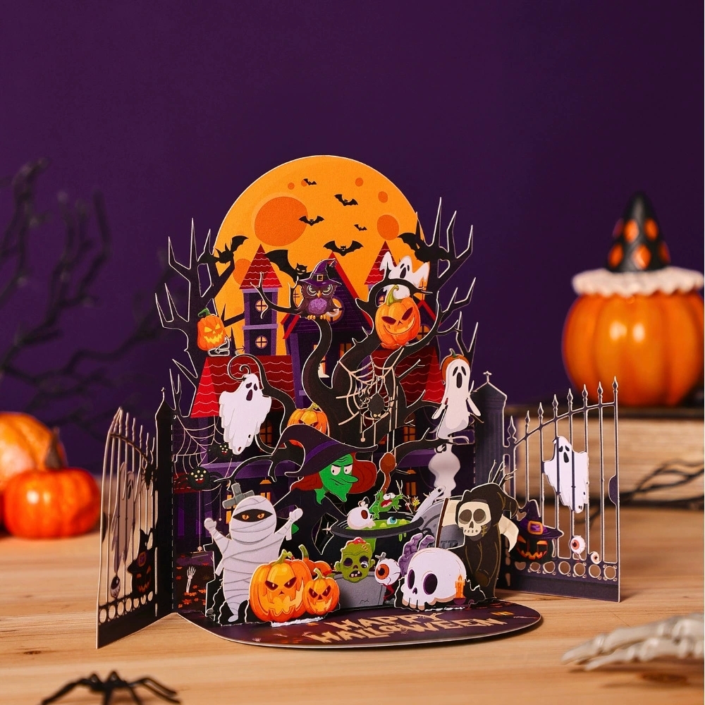 Halloween Pop-Up Greeting Cards 3D Spooky House Party Invitations