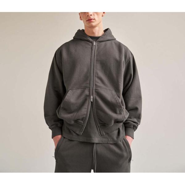 Pure Colour Custom Logo Cotton Sports Wear Men Fleece Zip Up Hoodie Jacket