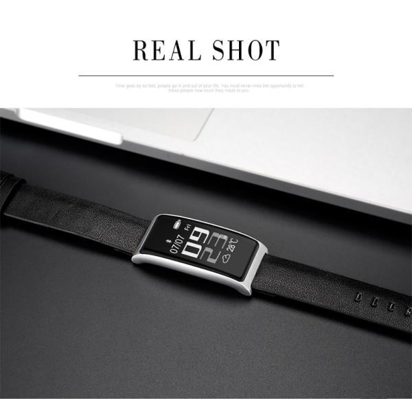Luxury leather strap smart wristband C9 assistive touch screen heartrate pedometer bracelets