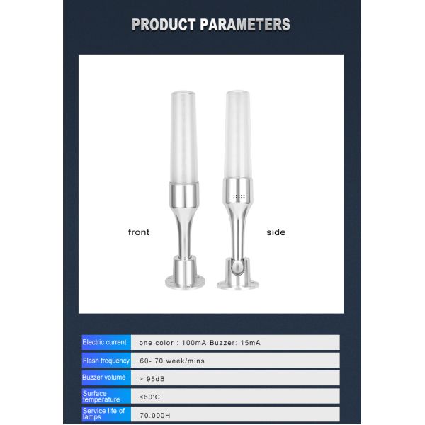 Lampe tour d'avertissement LED 24V avec 80lm/W, angle de faisceau de 360° et clignotement multicolore