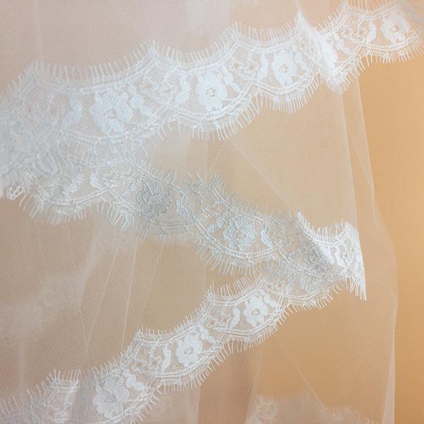 39‘’--118‘’ Ivory/White Bridal Veil Eyelase French Lace Edge Wedding Accessories