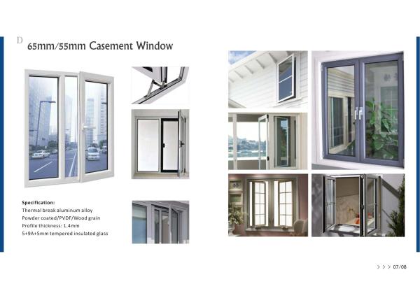 UV Protected 65mm/55mm Casement Aluminum Window With Screw Fixing
