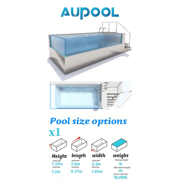 100% virgen PMMA Acrílico Importado Infinito Piscina Contenedor de envío Escuela Lados claros