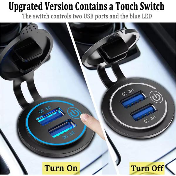 Prise de courant de voiture à double port USB tactile intelligent