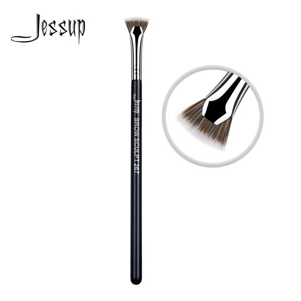Black Silver 1pc Jessup Makeup Brush For Eyebrow Eyeshadow Lip