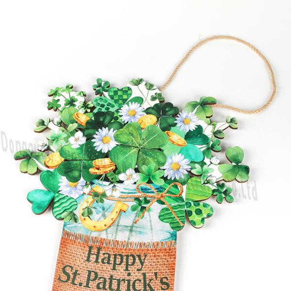 Décorations non toxiques pour la Saint-Patrick Jour de table en bois Signe de trèfle irlandais Décoration pour la maison intérieure Décoration de table cadeau de fête