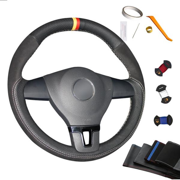 Upgrade Your Volkswagen VW Passat B7 Jetta Mk6 Light Blue Thread Steering Wheel Cover
