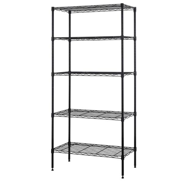 160CM 500kgs Black And Chrome Storage Wire Shelves 24 X 12 Shelving Unit Odm