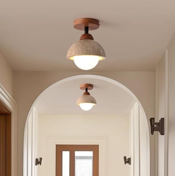 JYLIGHTING Modern Environmentally Friendly Japanese Style Yellow Travertine Entrance LED Ceiling Light