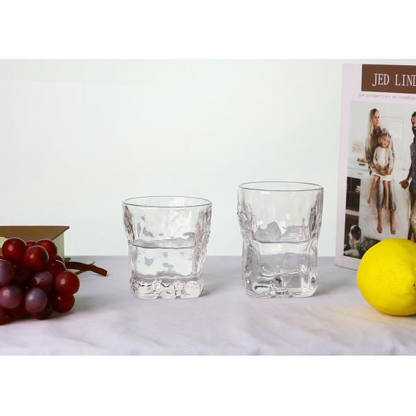Transparent 260ml 95mm Square Crystal Whiskey Glasses Butterfly Embossed