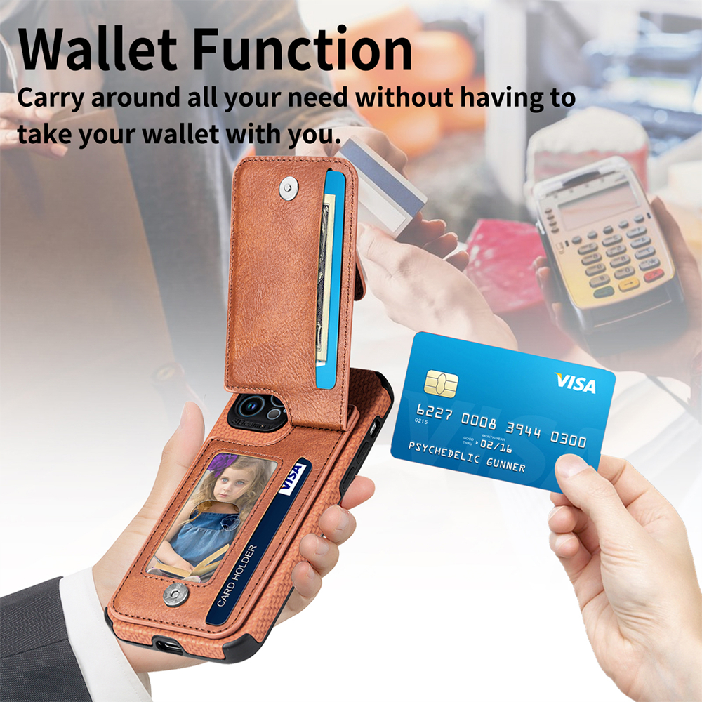 Laudtec Zipper Cards Wallet Leather Mobile Phone Case for iPhone 14 Plus 13 12 Mini 11 Pro Max X XS XR Purse Card Holder Cover