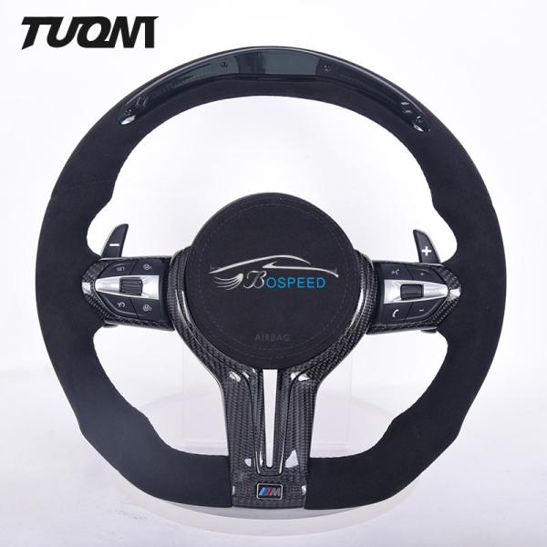 Black Alcantara Genuine BMW Carbon Fiber Steering Wheel With LED Lights