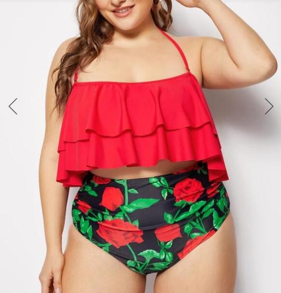 2019 New Plus SizeTwo piece Swimsuit Double deck flouncing Swimsuit Women Push up vnsf0002