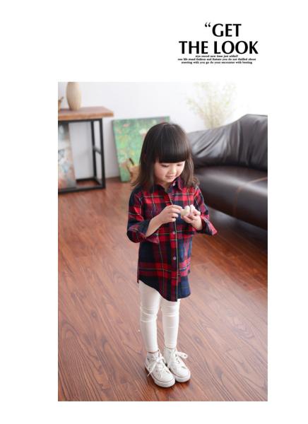 2016 Fashion Korean Style Kid's Checked Pattern Red Color Long Sleeve