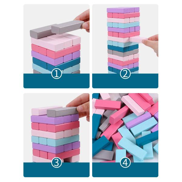 Equilibre 48pcs coloreó bloques de madera del dominó apiló los juguetes educativos del arco iris