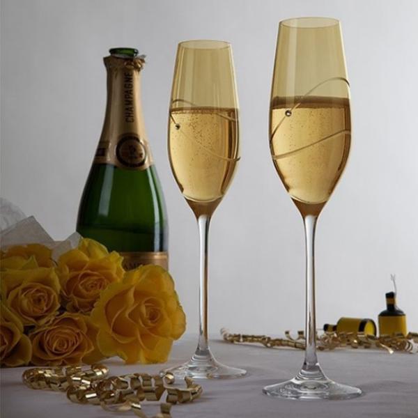 Crystal Plum Glass Gift Champagne Flue With Elements Elegant Relaxation