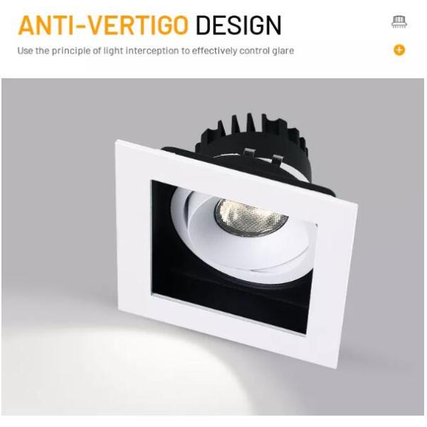 Квадрат формирует анти- УДАР Downlight СИД слепимости 7W с регулируемым углом пучка