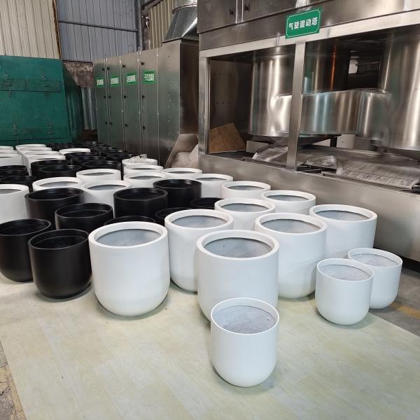China Wholesale Round Shape Fiberglass Flower Pots GRP Planter Box For Outdoor Indoor Decor