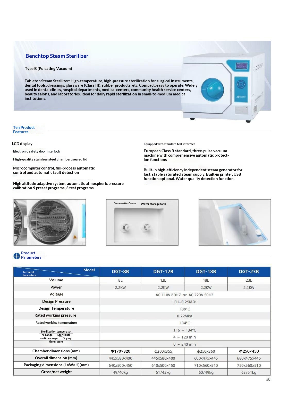 Factory Direct 23L Table Top Sterilizer Autoclave Desktop Sterilization Machine for Hospital Laboratory Use