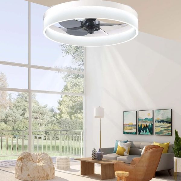 Bedroom Decor Ventilator Lamp Air Invisible Blades Retractable Smart Ceiling Fan with Lights(WH-CLL-70)