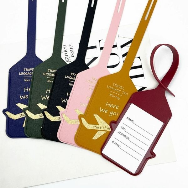 Bulk Blank PU Leather Luggage Tags Privacy Protection Airline Baggage Name Tags