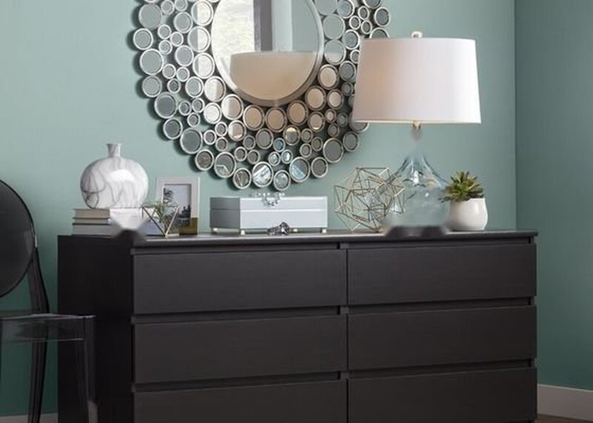Wall Mounted Console Table with Silver Mirror Finish and Modern Design for Entryway