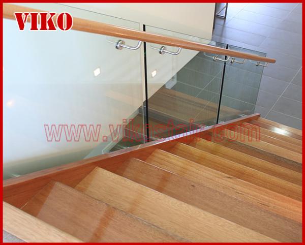 Double Steel Plate Staircase VK60S  Tread beech ,Railing tempered glass, Handrail b eech Stringer,carbon