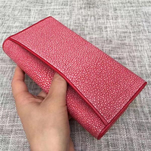 Authentic Smooth Stingray Skin Lady Large Wallet Genuine Leather Female Clutch Coin Purse Women Long Card Holders