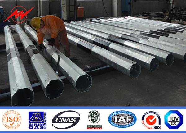 Two Section 3.8mm Metal Power Pole Traditional Column With FRP And Bitumen