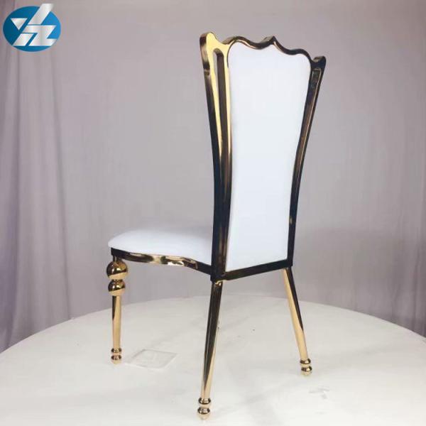 Ouro de aço inoxidável da cadeira real preta branca do banquete do casamento da cadeira da coroa em volta dos pés da cadeira