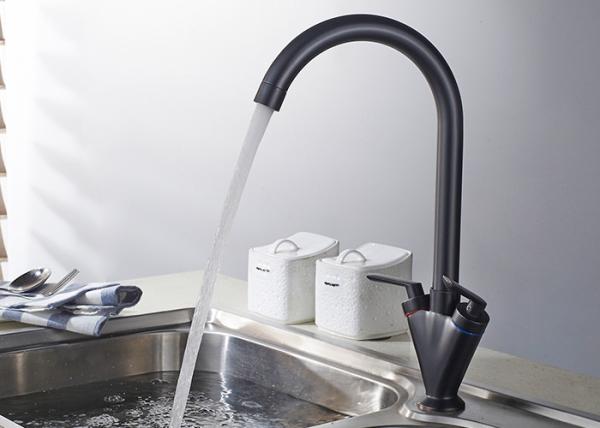 Dual Handle Waterfall Black Kitchen Faucets , Deck Mount Kitchen Faucet ROVATE