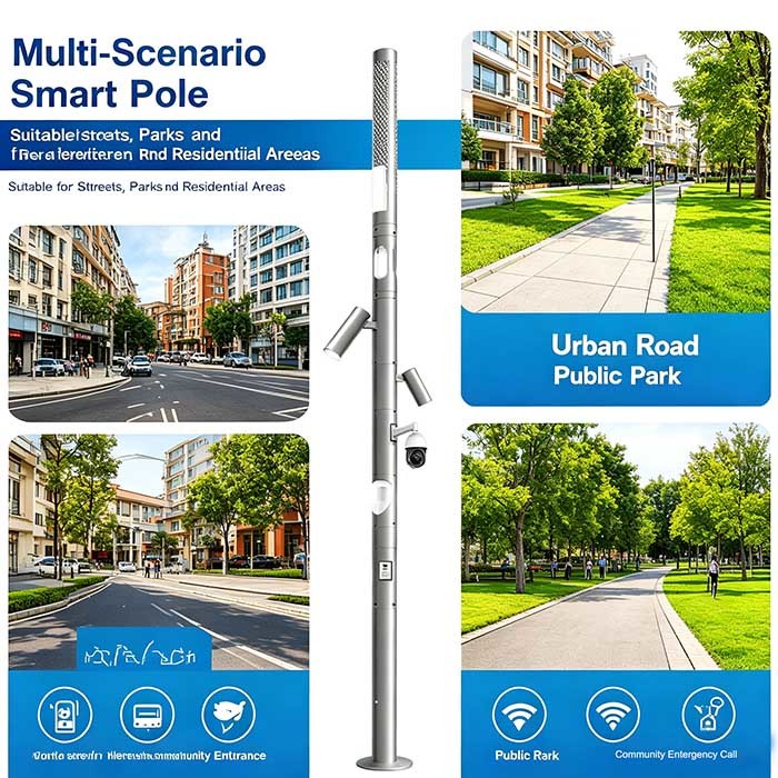 Modular Smart Pole BS‑15 | All‑in‑One IoT Smart City Street Light With Camera, WiFi & Emergency Call