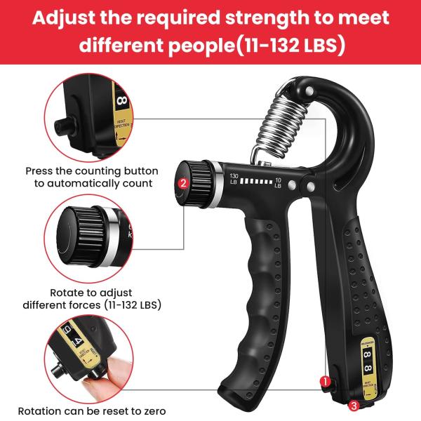 5 Pack Hand Grip Strengthener Kit Adjustable Silicone Grip Strength Trainer Kit