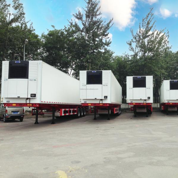 Stainless Steel 45ft 3 Axle Frozen Meat Refrigerated Trailer with Thermoking Carrier Units
