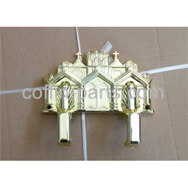 Customized Virgin Plastic Casket Corners Pale Golden American Style With Cathedral
