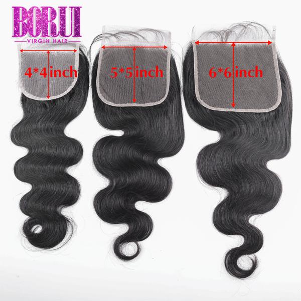 Indian Human Hair Lace Closure 4x4 5x5 6x6 Transparent Lace No Shedding No Tangle