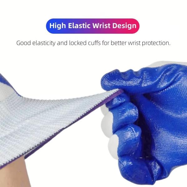 Gants de sécurité en nylon/polyester revêtus de nitrile En388 4131 Gants de travail manuel de sécurité standard