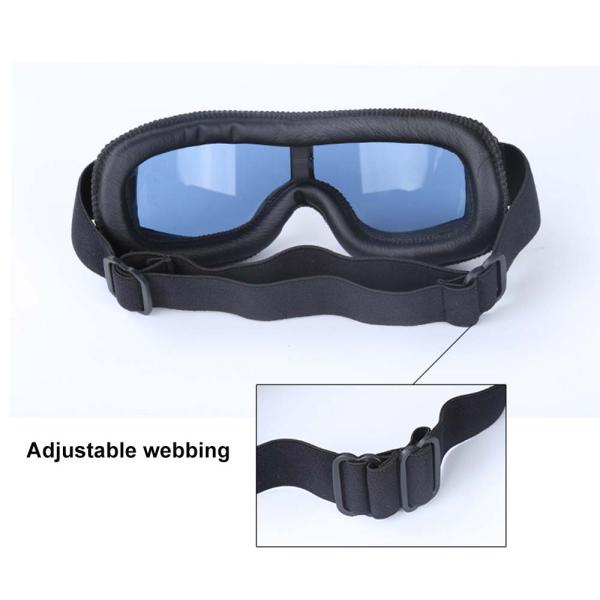 Silicone Strap Customizable Vintage Leather Motorcycle Riding Goggles for Helmet
