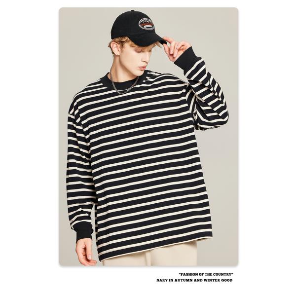 Women'S Over Oversized Crewneck Sweatshirt Loose Basic Striped Tshirt 100% Cotton Men
