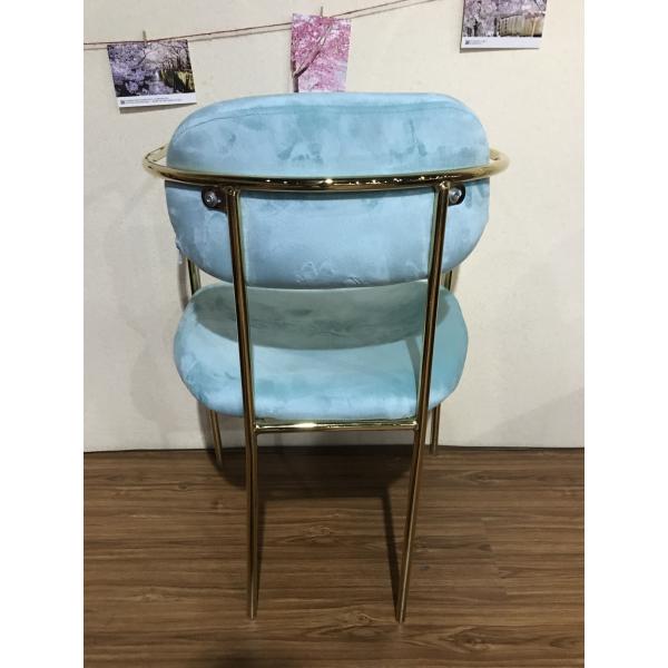 Wrought Iron 48cm 80cm Blue Velvet Dining Chairs