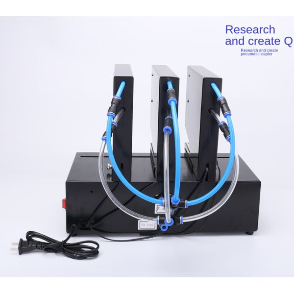 Fast Three-Head Induction Automatic Gas Electric Stapler Pneumatic Document Stapler for Blister Three-Nail Elevator