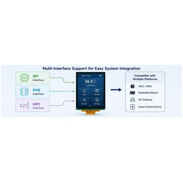 3.97 Inch 480×800 IPS TFT LCD Display For Smart Home Control Panels