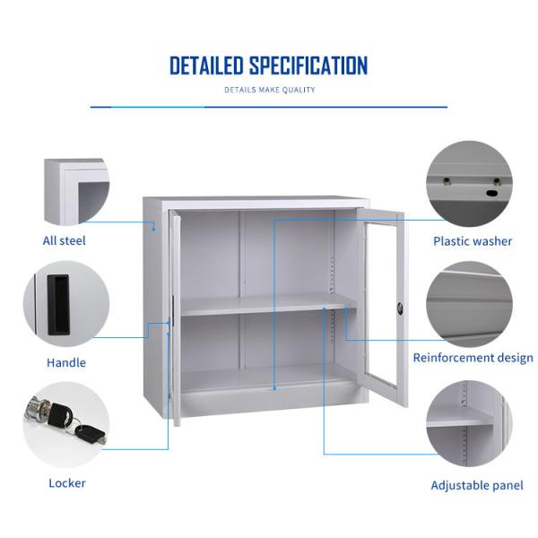 Gabinete de fichero de acero de la puerta de cristal con el armario de la puerta de la diapositiva del metal de la cerradura