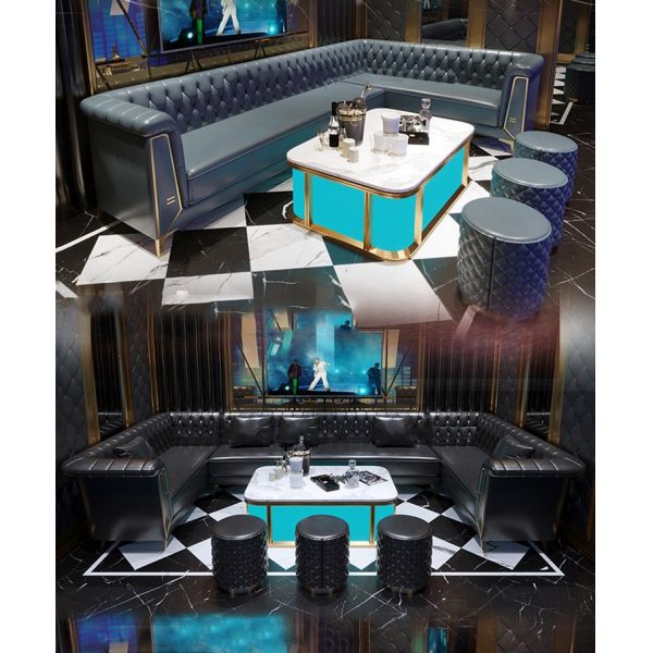 Custom Modern Leather L Shape Sofa bar Lounge Furniture Nightclub U Shape Restaurant Booth Seating Light Luxury bar Furniture