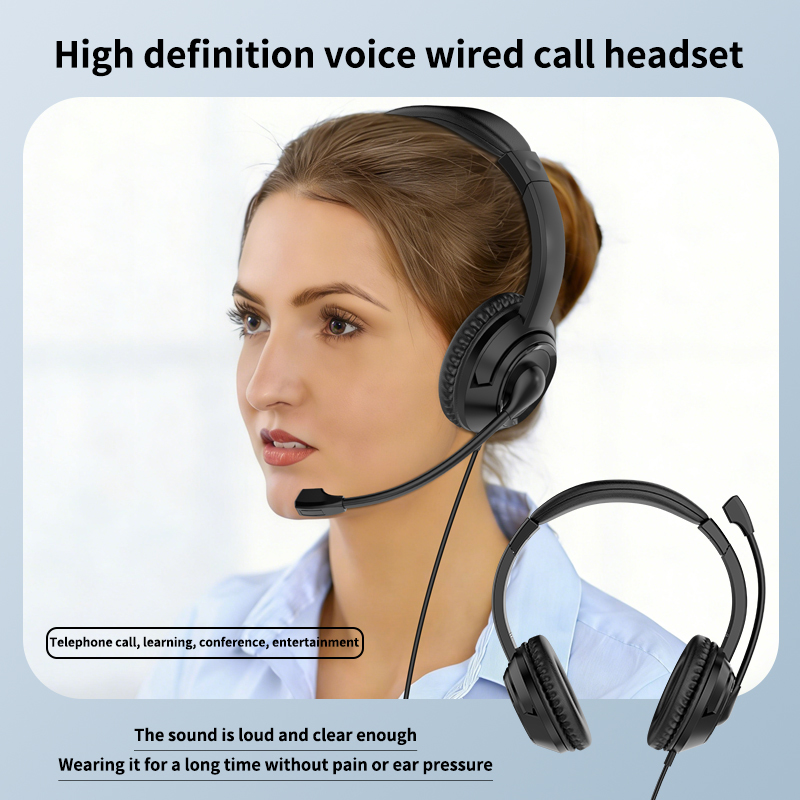 JTY-1026Wired Call Center Headset with  Microphone, 3.5mm/USB/Type‑C Multi‑Interface Over‑Ear Headphone, Volume Control Wired Headset for Office Conference Online Class Home Work,OEM/ODM customization