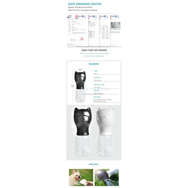 480 Ml Portable Travel Pet Water Bottle For Dogs Bulldog