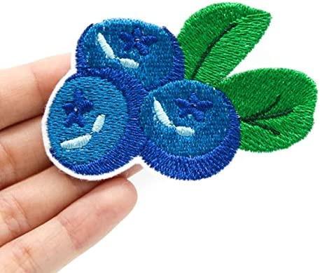 Blueberries Iron On Custom Embroidered Patches Twill Material PMS Color